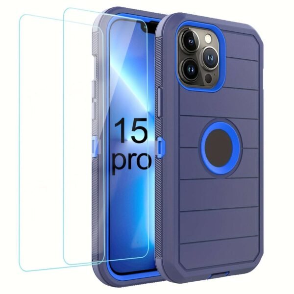 For IPhone 15/14/13/12/11/XR/Mini/Pro/Plus/Pro Max Case With Screen Protector, Support Wireless Charging, Heavy Duty Drop Protection, Full-Body Rugged Durable Three-Layer Construction Phone Case