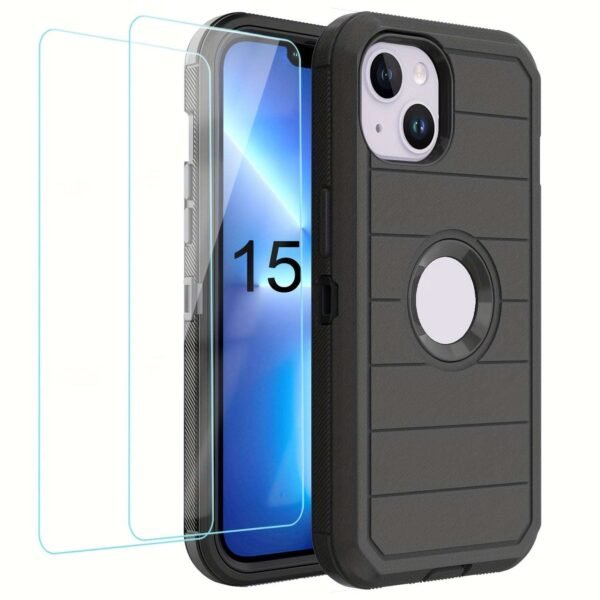 For IPhone 15/14/13/12/11/XR/Mini/Pro/Plus/Pro Max Case With Screen Protector, Support Wireless Charging, Heavy Duty Drop Protection, Full-Body Rugged Durable Three-Layer Construction Phone Case