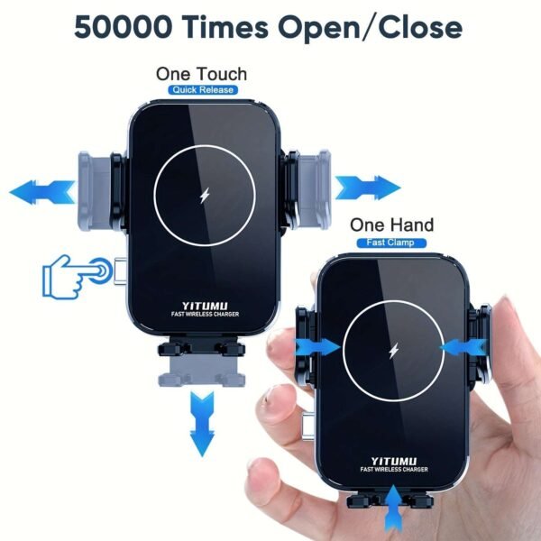 Wireless Car Charger, 15W Qi Fast Charging Dashboard Car Charger Phone Holder, Compatible with iPhone 14 13 12 11, Samsung S23 S22 S21 S20, etc.