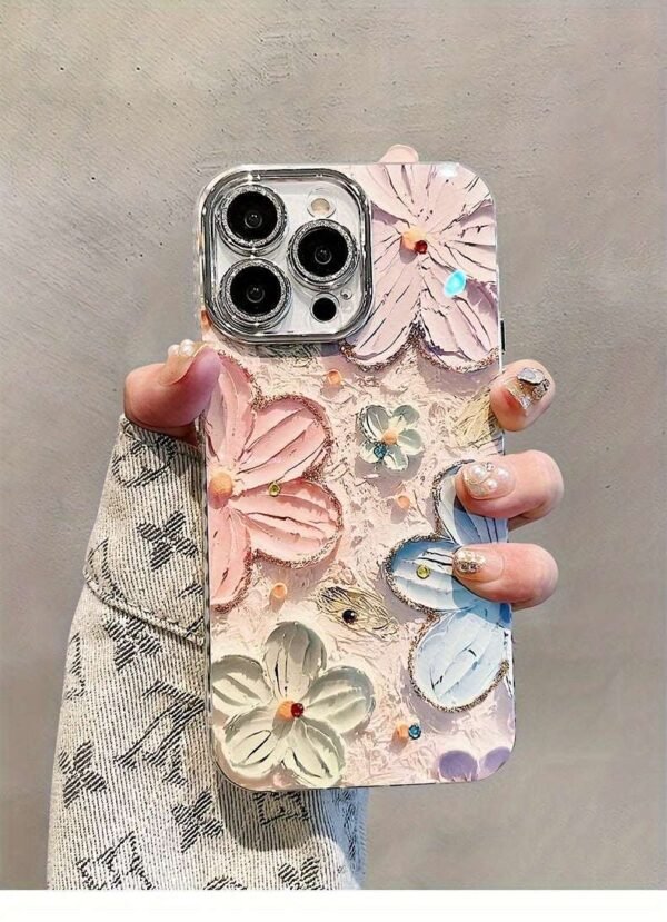 Oil Painting Flowers Suitable For IPhone 15 Pro/14 Pro Max/13/12 Pro Max/11 Lens Full Coverage High-end New Anti-fall Protective Case