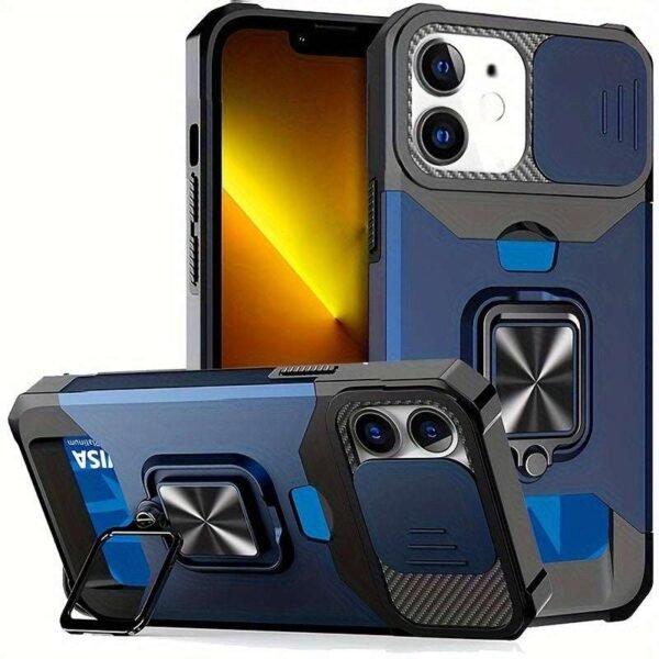 Shockproof Hard Phone Case With Metal Stand And Card Slot For IPhone 15 Pro Max 14 Pro Max 13 Pro Max 12 Pro Max 11 Pro Max