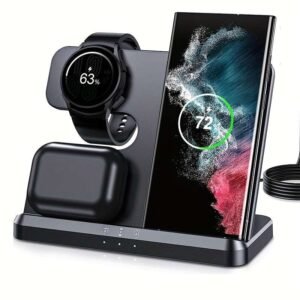 2023 New Wireless Charger 3 In 1 For Samsung Charging Station For Galaxy S23 S22 S21 S20 Ultra FE/Note 20 10 9/Z Flip Fold Series, Galaxy Watch 5 Pro/5/4/3/Active 2/1, Buds+/Pro/Live