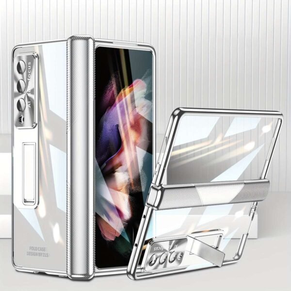 Suitable For Samsung Z Fold5 Mobile Phone Case Fold4/3 Hinged Electroplated Lens Case Film W23 Folding Screen Protective Case