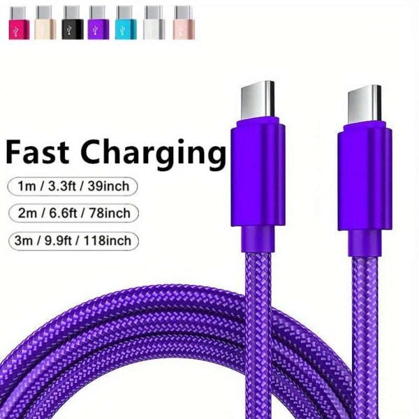 5A 60W USB C To Type C Cable USB PD Fast Charging Charger Cable With LED Display Wire Cord USB-C 5A TypeC USBC Cable For Macbook Pro Air Laptop, For IPhone 15 Pro Max Samsung Mobile Phone Data Cable