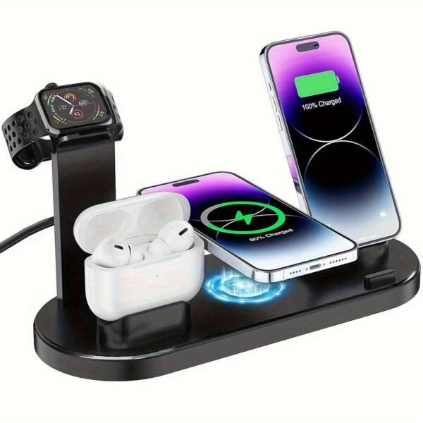 15W Fast Charging Station, Folding Wireless Charger Stand For Samsung For IPhone15 14, 13, 12, 11/Pro/Max/Mini/Plus, X, XR, XS/Max, SE, 8/Plus, For Apple Watch 1-8, Airpods 3/2/Pro