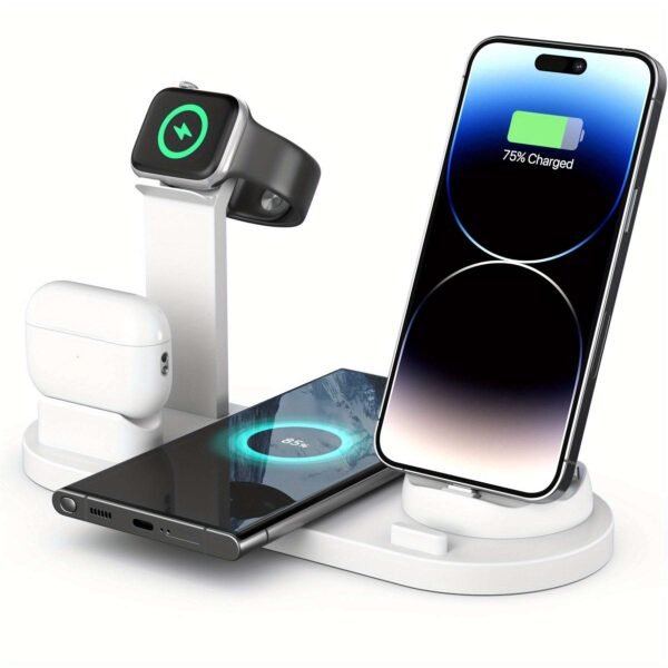 15W Fast Charging Station, Folding Wireless Charger Stand For Samsung For IPhone15 14, 13, 12, 11/Pro/Max/Mini/Plus, X, XR, XS/Max, SE, 8/Plus, For Apple Watch 1-8, Airpods 3/2/Pro