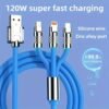 1pc/2pcs/3pcs Multi-Charging Cable 3-In-1 Type-C Data Ultra-Fast Charging Cable For Iphone/Type-C/Samsung/Xiaomi And More MFI Certificate