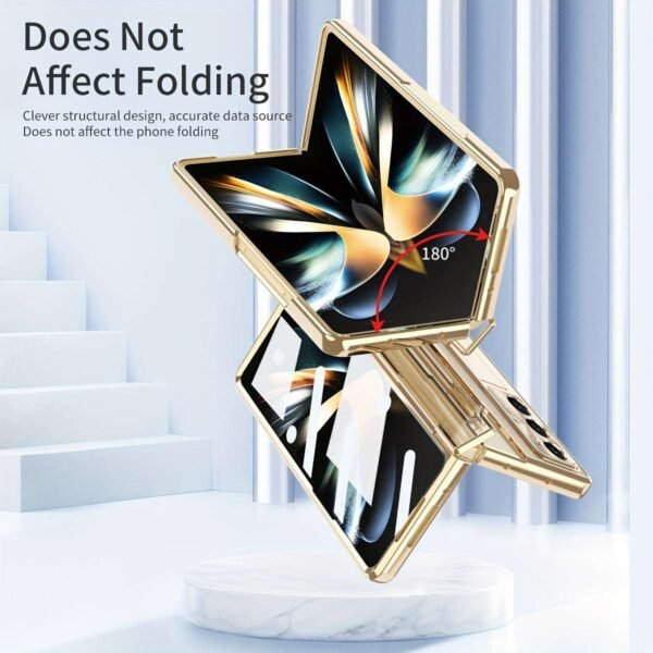 Suitable For Samsung Z Fold 5 Transparent Mobile Phone Case Flat And Full Hinged Folding Protective Case Electroplated Lens Film Mobile Phone Protective Case