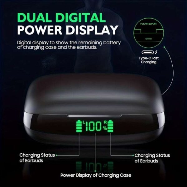 Wireless Earbuds Built in Noise Reduction Mic Clear Calls Headphones LED Power Display Charging Case Light Weight Earphones for Sports Workout