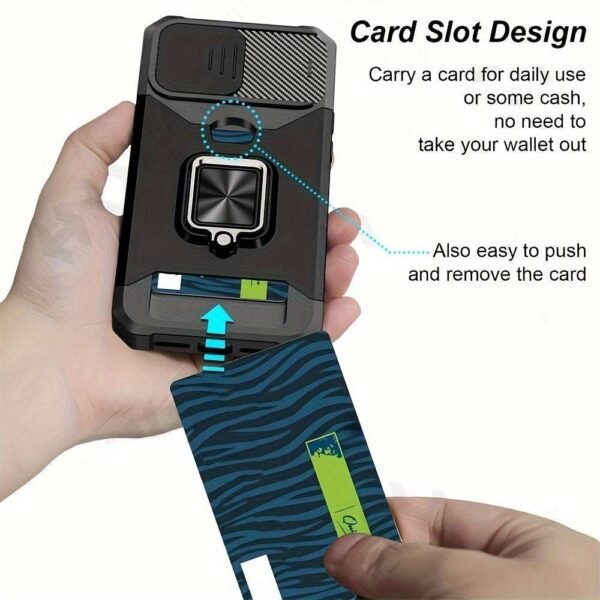 Shockproof Hard Phone Case With Metal Stand And Card Slot For IPhone 15 Pro Max 14 Pro Max 13 Pro Max 12 Pro Max 11 Pro Max