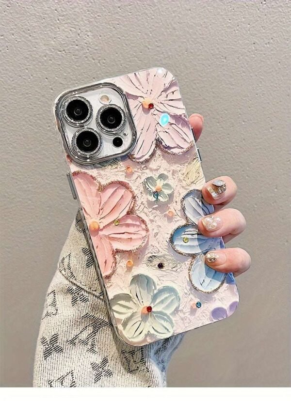 Oil Painting Flowers Suitable For IPhone 15 Pro/14 Pro Max/13/12 Pro Max/11 Lens Full Coverage High-end New Anti-fall Protective Case