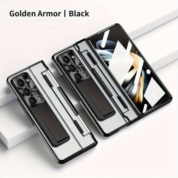 Suitable For Samsung Z Fold 5 Transparent Mobile Phone Case Flat And Full Hinged Folding Protective Case Electroplated Lens Film Mobile Phone Protective Case