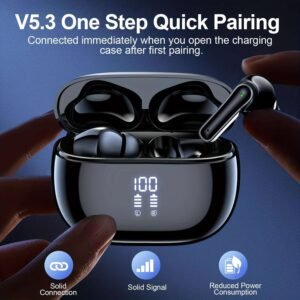 Wireless Earbuds BT Earbuds Built In Noise Reduction Mic  With LED Power Display Charging Case Stereo Bass Earphones Clear Call Earphones For Sports Workout
