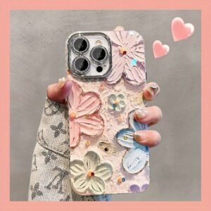 Oil Painting Flowers Suitable For IPhone 15 Pro/14 Pro Max/13/12 Pro Max/11 Lens Full Coverage High-end New Anti-fall Protective Case