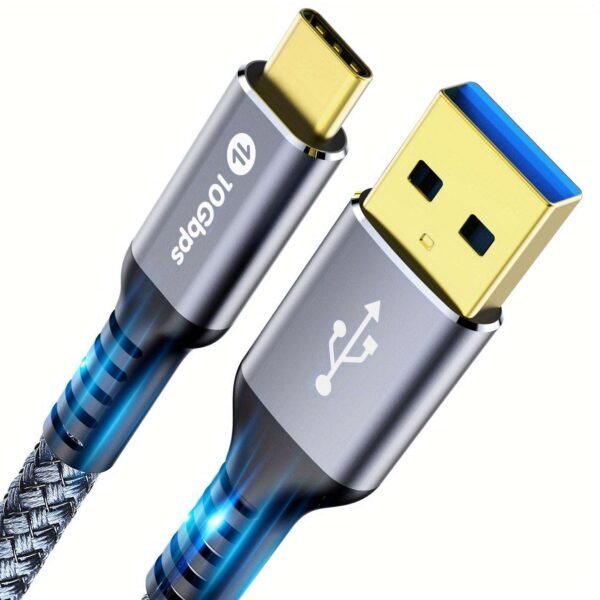 USB C Cable, 3.2 Gen 2 USB A to C Cord, 10Gbps Speedy Data Transfer, 3.1A Type C Fast Charging Cable Compatible with Samsung Pixel Moto Phones SSD Powerbank Tablets Laptop, Braided
