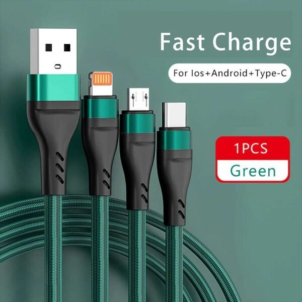 3 In 1 Cable For IPhone/Type-C/Android, 6A Super Fast Charging Data Cable For IPhone 15 14 13 12 11 XR XS Mas 8 7 6 6s Plus For Samsung, Google, Moto, Xiaomi Charger Cable For Car Use