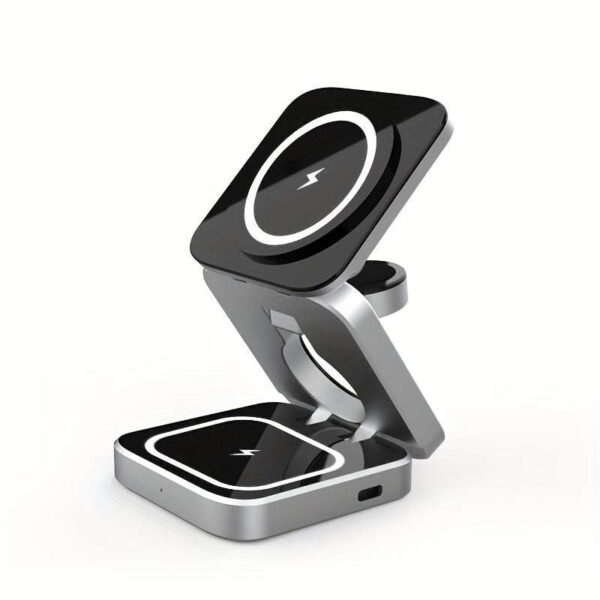 Three-in-one Folding Magnetic Suction Folding Wireless Charger, Plug And Play, Mobile Phone Earphone Watch Charging At The Same Time, Type-C Input, Maximum Output Mobile Phone 15W Watch 3W Earphone 5W
