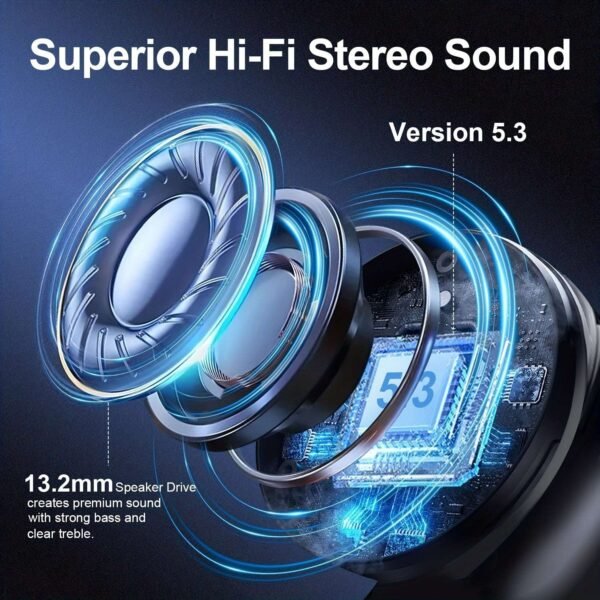 Wireless Earbuds BT Earbuds Built In Noise Reduction Mic  With LED Power Display Charging Case Stereo Bass Earphones Clear Call Earphones For Sports Workout