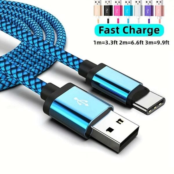 Nylon USB Type C Cable Fast Charging Data Cord For Samsung/Xiaomi/vivo/oppo/Redmi And More USB C Smartphones Charger Cable