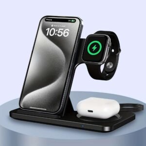 Wireless Charging Station for Multiple Devices Foldable 3 in 1 Fast Charger Station Stand Dock for iWatch Series 9 8 7 6 SE 5 4 3 2 Ultra Airpods Pro 3 2 iPhone 15 14Pro 14 13 Pro Max 13 12 11 Pro X Max XS XR 8