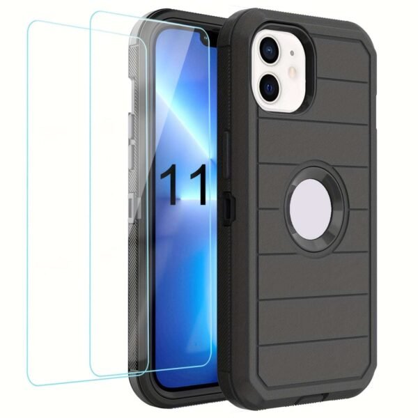 For IPhone 15/14/13/12/11/XR/Mini/Pro/Plus/Pro Max Case With Screen Protector, Support Wireless Charging, Heavy Duty Drop Protection, Full-Body Rugged Durable Three-Layer Construction Phone Case