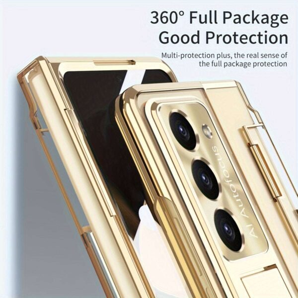 Suitable For Samsung Z Fold 5 Transparent Mobile Phone Case Flat And Full Hinged Folding Protective Case Electroplated Lens Film Mobile Phone Protective Case