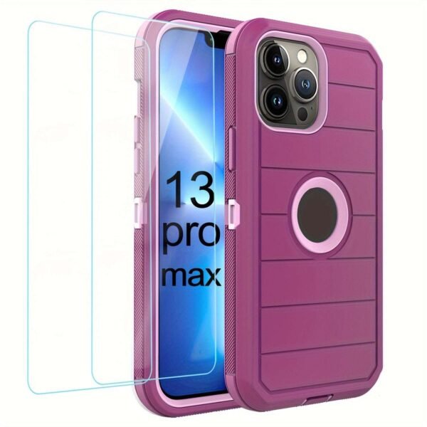 For IPhone 15/14/13/12/11/XR/Mini/Pro/Plus/Pro Max Case With Screen Protector, Support Wireless Charging, Heavy Duty Drop Protection, Full-Body Rugged Durable Three-Layer Construction Phone Case