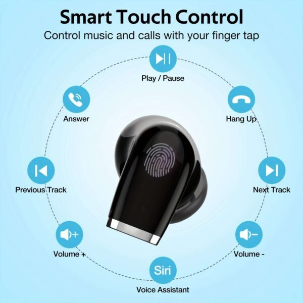 Wireless Headphones True Wireless Earbuds with Noise Cancelling Mic 48Hrs Playtime LED Display Ear Buds for Android/iOS