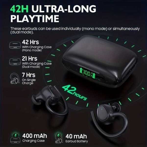 Wireless Earbuds Built in Noise Reduction Mic Clear Calls Headphones LED Power Display Charging Case Light Weight Earphones for Sports Workout