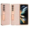 Electroplated Artificial Leather Phone Case For Samsung Galaxy Z Fold 5 4 3 Fold5 Fold4 Fold3 Mobile Cover With Hidden Bracket