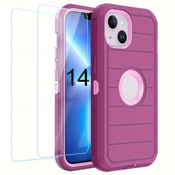 For IPhone 15/14/13/12/11/XR/Mini/Pro/Plus/Pro Max Case With Screen Protector, Support Wireless Charging, Heavy Duty Drop Protection, Full-Body Rugged Durable Three-Layer Construction Phone Case