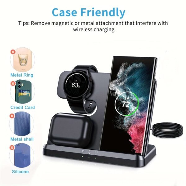 2023 New Wireless Charger 3 In 1 For Samsung Charging Station For Galaxy S23 S22 S21 S20 Ultra FE/Note 20 10 9/Z Flip Fold Series, Galaxy Watch 5 Pro/5/4/3/Active 2/1, Buds+/Pro/Live