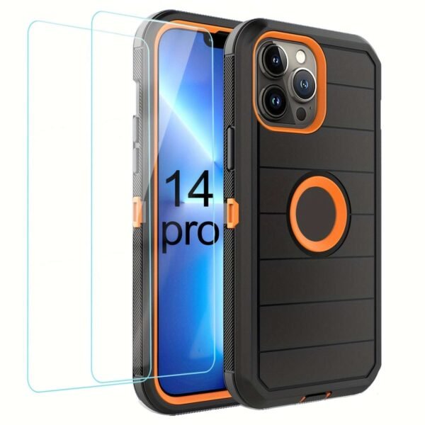 For IPhone 15/14/13/12/11/XR/Mini/Pro/Plus/Pro Max Case With Screen Protector, Support Wireless Charging, Heavy Duty Drop Protection, Full-Body Rugged Durable Three-Layer Construction Phone Case