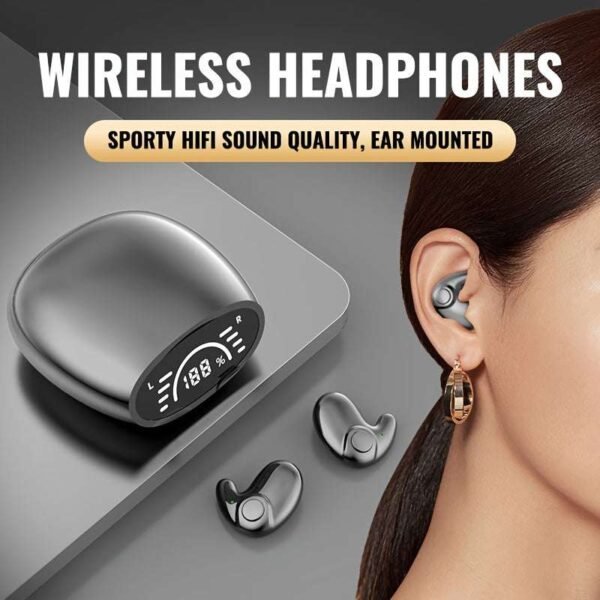 Invisible Sleep Wireless Earphone Waterproof WirelessEarbuds Headphones 5.3 Wireless Hanging Ear BT EarphonesHigh Sound Quality Super Long Battery Life Large CapacitySports Essential
