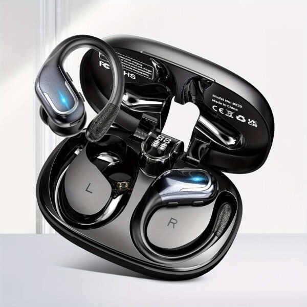 Wireless Headphones, Earbuds Wireless Running With ENC Noise Cancelling Mic, BT 5.3 Earphones 3D Deep Bass Over Ear, Sports Ear Buds Earhooks For IOS/Android