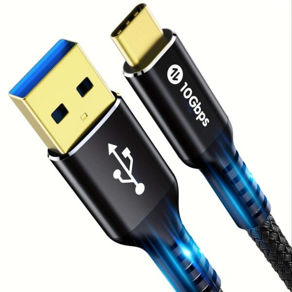 USB C Cable, 3.2 Gen 2 USB A to C Cord, 10Gbps Speedy Data Transfer, 3.1A Type C Fast Charging Cable Compatible with Samsung Pixel Moto Phones SSD Powerbank Tablets Laptop, Braided