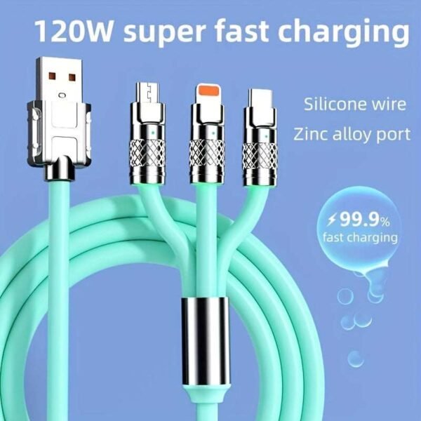 1pc/2pcs/3pcs Multi-Charging Cable 3-In-1 Type-C Data Ultra-Fast Charging Cable For Iphone/Type-C/Samsung/Xiaomi And More MFI Certificate