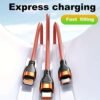 3 In 1 Cable For IPhone/Type-C/Android, 6A Super Fast Charging Data Cable For IPhone 15 14 13 12 11 XR XS Mas 8 7 6 6s Plus For Samsung, Google, Moto, Xiaomi Charger Cable For Car Use