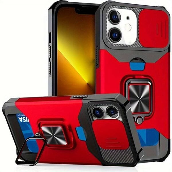 Shockproof Hard Phone Case With Metal Stand And Card Slot For IPhone 15 Pro Max 14 Pro Max 13 Pro Max 12 Pro Max 11 Pro Max