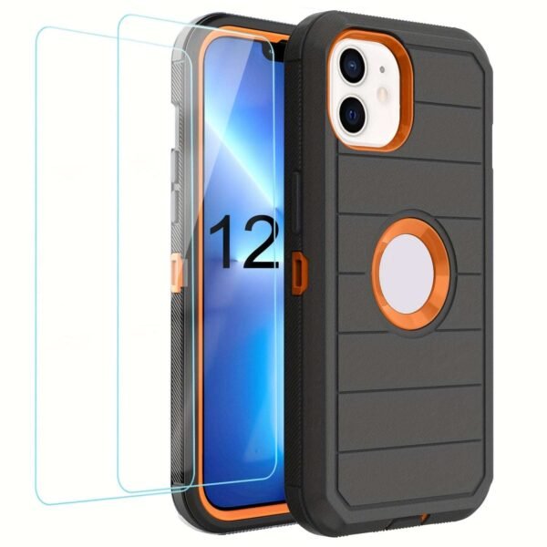 For IPhone 15/14/13/12/11/XR/Mini/Pro/Plus/Pro Max Case With Screen Protector, Support Wireless Charging, Heavy Duty Drop Protection, Full-Body Rugged Durable Three-Layer Construction Phone Case
