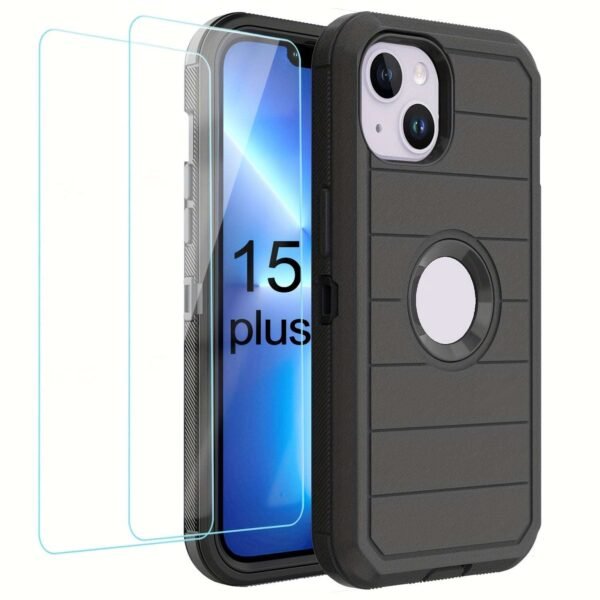 For IPhone 15/14/13/12/11/XR/Mini/Pro/Plus/Pro Max Case With Screen Protector, Support Wireless Charging, Heavy Duty Drop Protection, Full-Body Rugged Durable Three-Layer Construction Phone Case