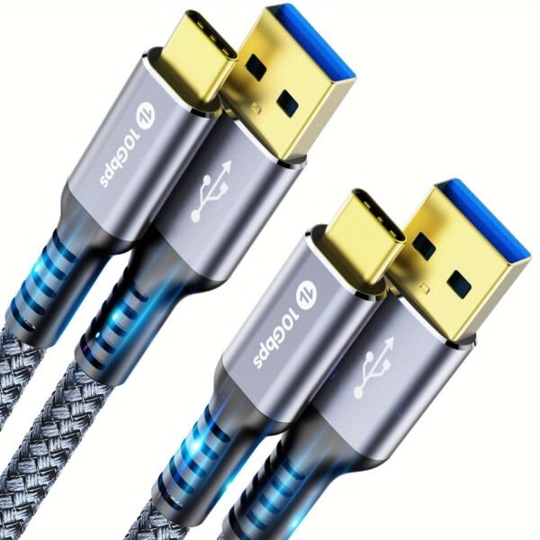 USB C Cable, 3.2 Gen 2 USB A to C Cord, 10Gbps Speedy Data Transfer, 3.1A Type C Fast Charging Cable Compatible with Samsung Pixel Moto Phones SSD Powerbank Tablets Laptop, Braided