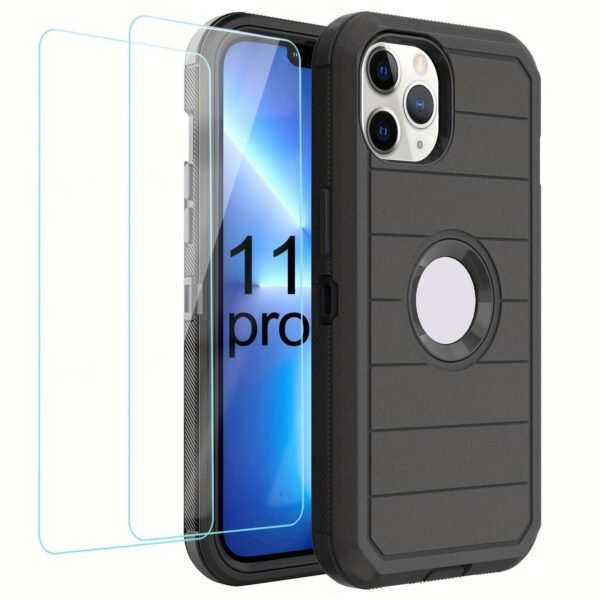 For IPhone 15/14/13/12/11/XR/Mini/Pro/Plus/Pro Max Case With Screen Protector, Support Wireless Charging, Heavy Duty Drop Protection, Full-Body Rugged Durable Three-Layer Construction Phone Case