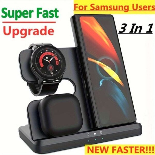 3 In 1 Fast Wireless Charger Stand For Samsung S22 S21 S20 Fold 4 For Galaxy Watch 5 Pro 4 3 Active 2/1 Buds Charging Dock Station