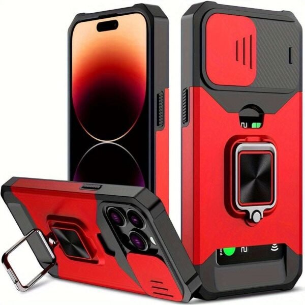 Shockproof Hard Phone Case With Metal Stand And Card Slot For IPhone 15 Pro Max 14 Pro Max 13 Pro Max 12 Pro Max 11 Pro Max