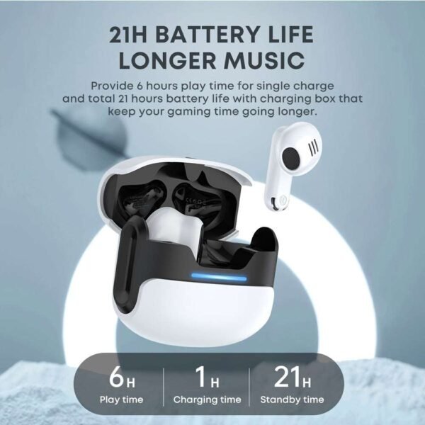 Langsdom Theta BT 5.3 Wireless Earbuds, Dual Mode for Game & Music, ENC Talking Noise Canceling Compatible with iOS, Android, Tablets