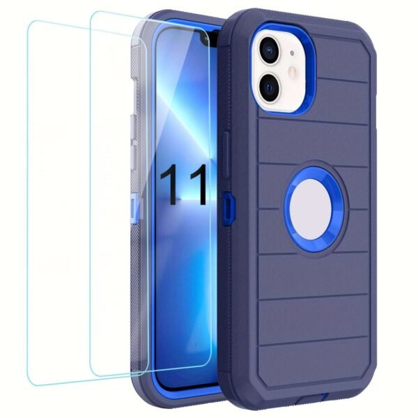 For IPhone 15/14/13/12/11/XR/Mini/Pro/Plus/Pro Max Case With Screen Protector, Support Wireless Charging, Heavy Duty Drop Protection, Full-Body Rugged Durable Three-Layer Construction Phone Case