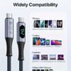 SOOPII USB Fast Charging Cable With LED Display, Supports 8K Video, Max 40Gbps Data Transfer, 240W USB C To USB C Charging Cable, Compatible With LPhone 15, For MacBook, Thunderbolt 3, Monitor, Docking Stations