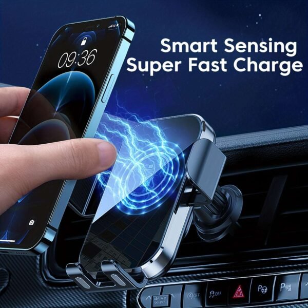 Car-mounted Bracket, Car-mounted Wireless Charger, Automatic Sensing Opening And Closing, Tempered Glass, Car Charger, 15W Fast Charging for iPhone, Samsung, And Google Phones