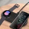 Dual Wireless Charging Pad For Samsung S23 Ultra Plus S22 S21 S20 Note 20 10 Z Flip 4/3 Z Fold 2 In 1 Fast Wireless Charger Mat For Samsung Galaxy Watch 5/5 Pro/4/3 Galaxy Buds